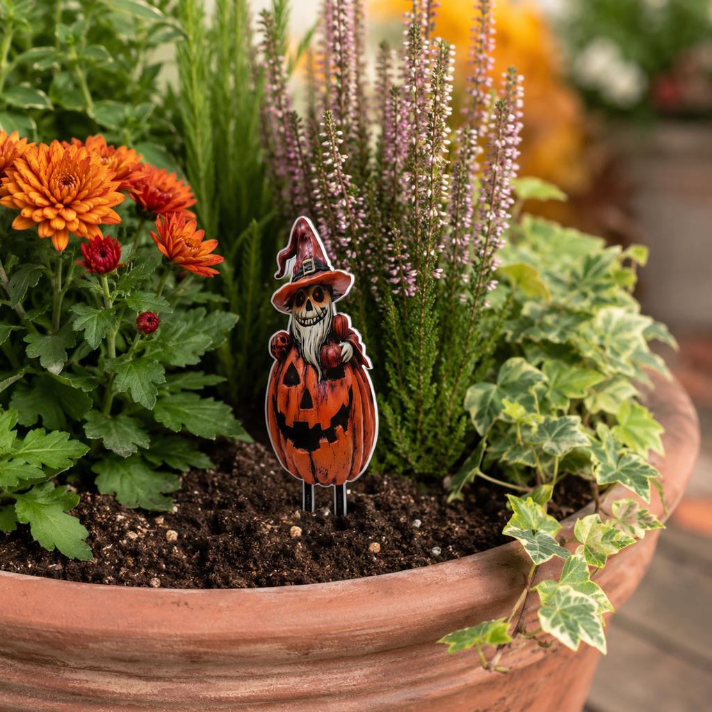 Pumpkin Garden Stake Decoration for Outdoor Plant Pots Patio Yard