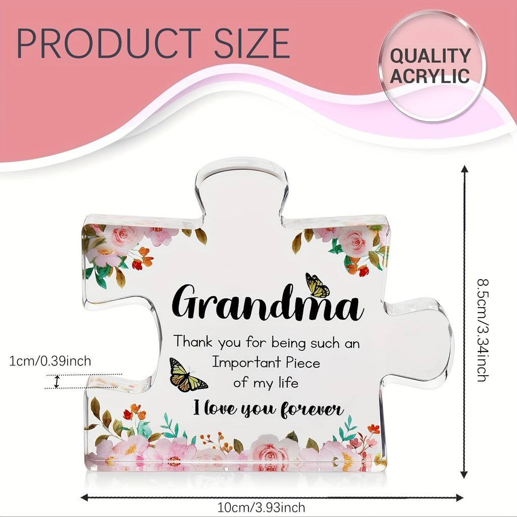 Acrylic Puzzle Piece Decorative Figurine for Grandma - Versatile Room Decor, Flag Theme - Perfect for Christmas, Thanksgiving, Valentine's  