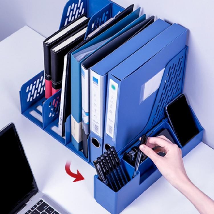 Desktop Magazine Holders with Removable Pen Holders 4 Compartments Storage Organiser Box for Office Desk Organiser