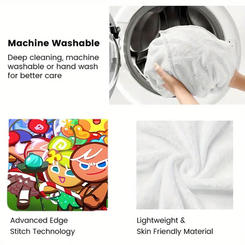 1Pc CookieKingdom Print Flannel Blanket, High quality Comfortable for All Seasons, Home Decor, Warmth and Comfort, Perfect for Christmas Gifts