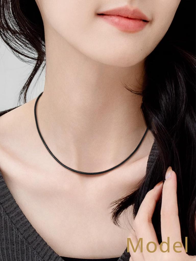 String Chain Black Waxed Stainless for Width 65cm [FindChic] Men's Necklace, Only, Cord, Steel, Pendants, Hypoallergenic, Accessory, 2mm,