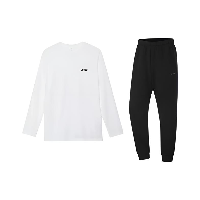 

Li-Ning Простой однотонный свободный удобный пуловер с круглым вырезом, толстовка с длинным рукавом, повседневный спортивный костюм, унисекс, белый, черный YTLV059-2+AKLUA73-4 XL