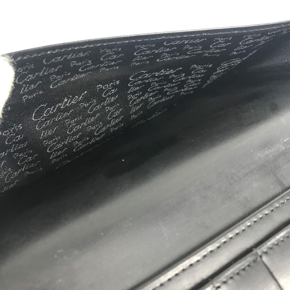 Cartier Must De Line Small Items Wallet Bifold Long Wallet Leather Black