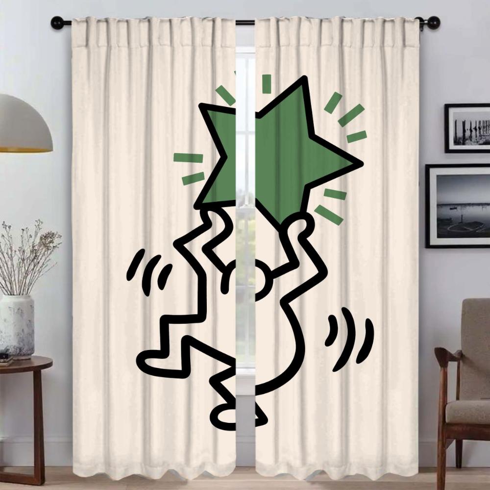 

Keiths Harings Blackout Curtains for Living Room Window Curtain for Room 2 Panel Shades Home Interior Curtains Partition Kitchen W86xH213cmx2pcs-CL