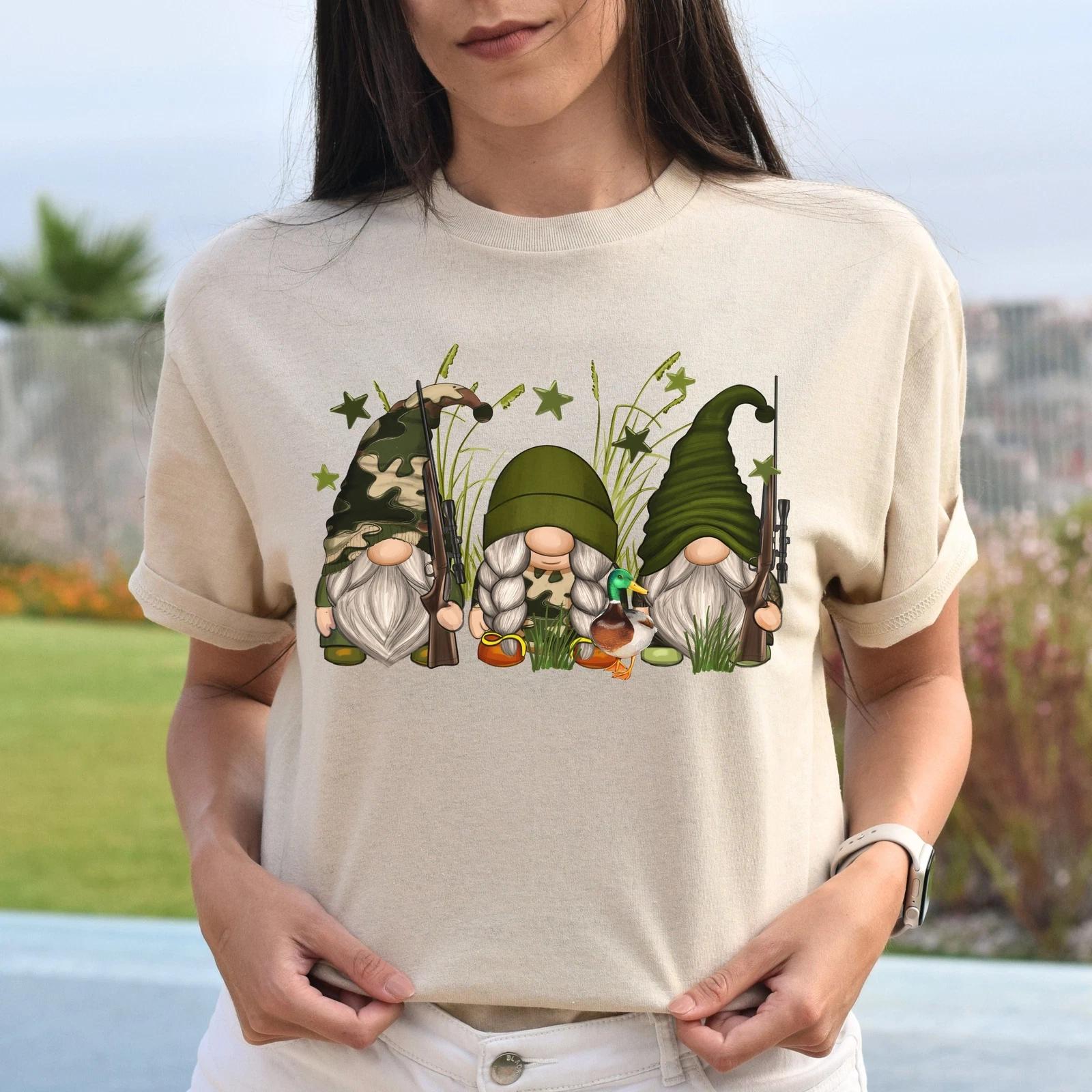 Hunter Gnomes Unisex shirt hunting lover Christmas gift White Sand S