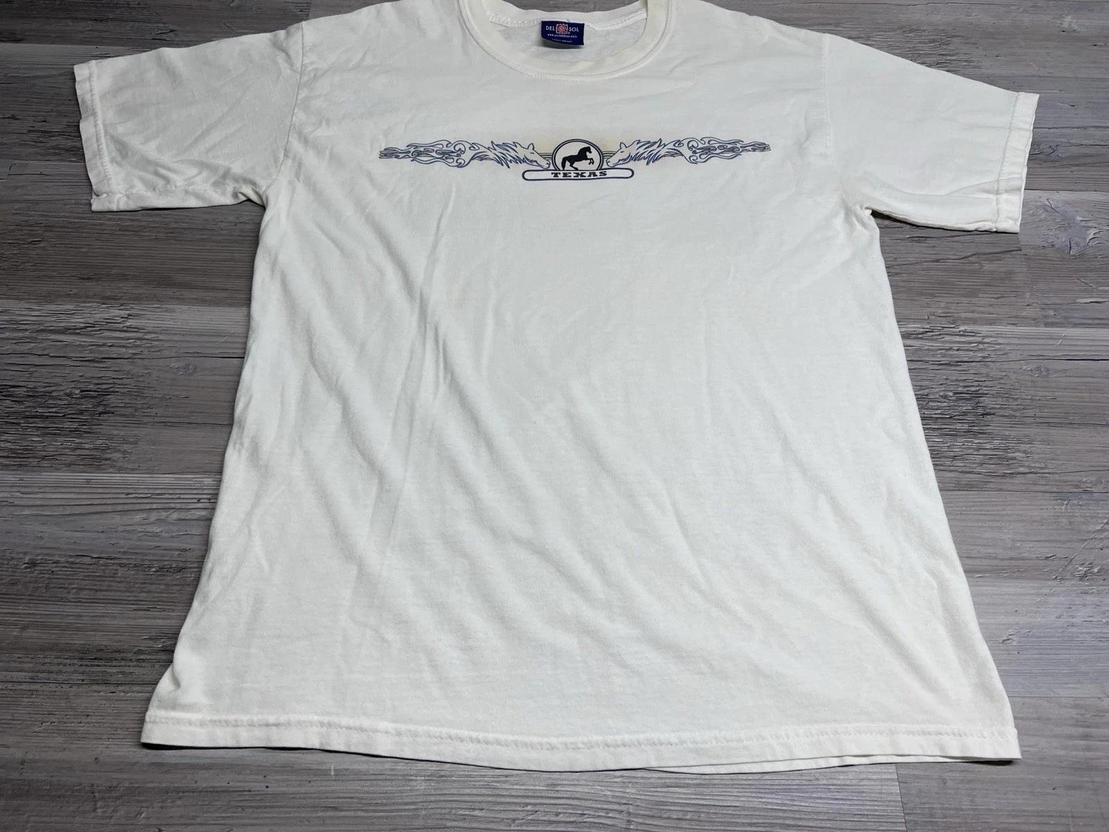 

Vintage Wild Horses T-Shirt Texas Souvenir Tee Double Sided Stallions Graphic XL XL