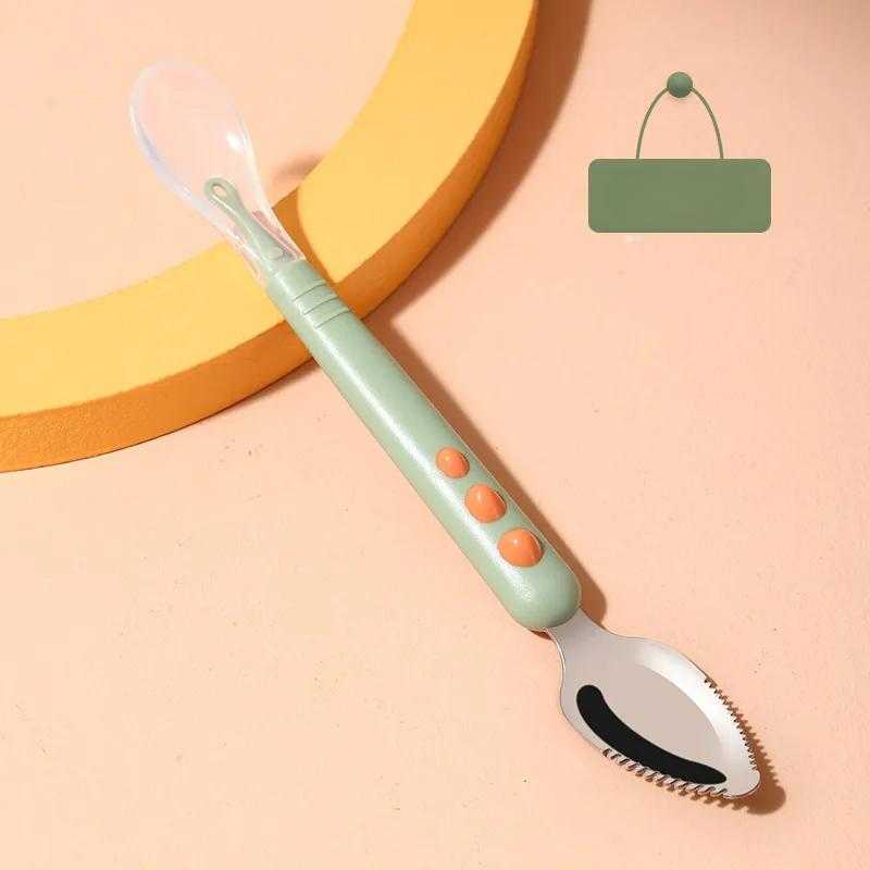 Baby-Obst-Schlammlöffel, Fütterungslöffel, weicher Silikonlöffel, leicht zu essender Obstlöffel, Mutter- und Babybedarf