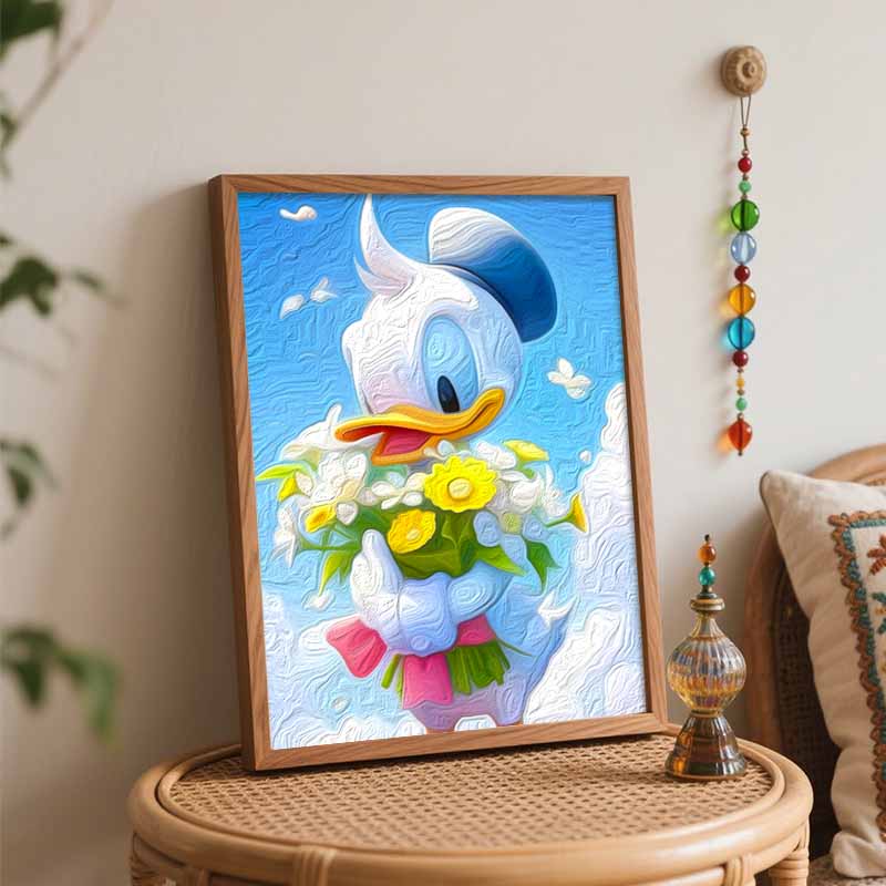 Disney Paint By Number Kit Donald Duck Flowers Drawing Canvas DIY Picture Home Decor Artistic Craft Gifts For Adults Wall Art Decor