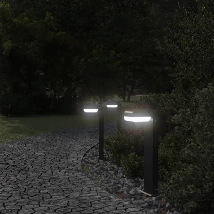 VidaXL Lampadaires d'extérieur 3pcs noir aluminium moulé sous pression, éclairage au sol d'extérieur, éclairage au sol de 4006339