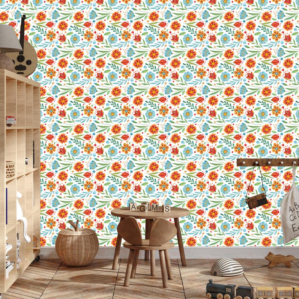 Wallpaper Flowers White and Celadon for Living Room and Bedroom 50x1000
