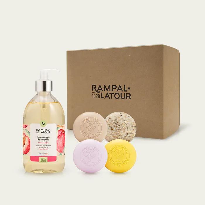 Soap Liquid & Soap Long 5-piece Gift Set (peach)