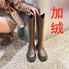 Thick-soled new elastic V-mouth boots women's rear zipper tall knight long boots are available in all sizes