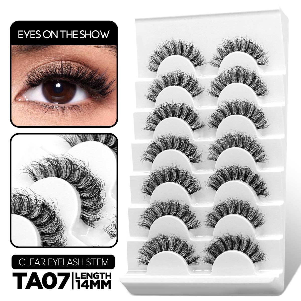 Пушистые накладные ресницы 5/7 пар натуральных кошачьих ресниц прозрачный стебель — фото 23