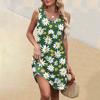 Women's Summer V-neck Casual Beach Vacation Style Vintage Floral Print Sleeveless Splicing Dresses