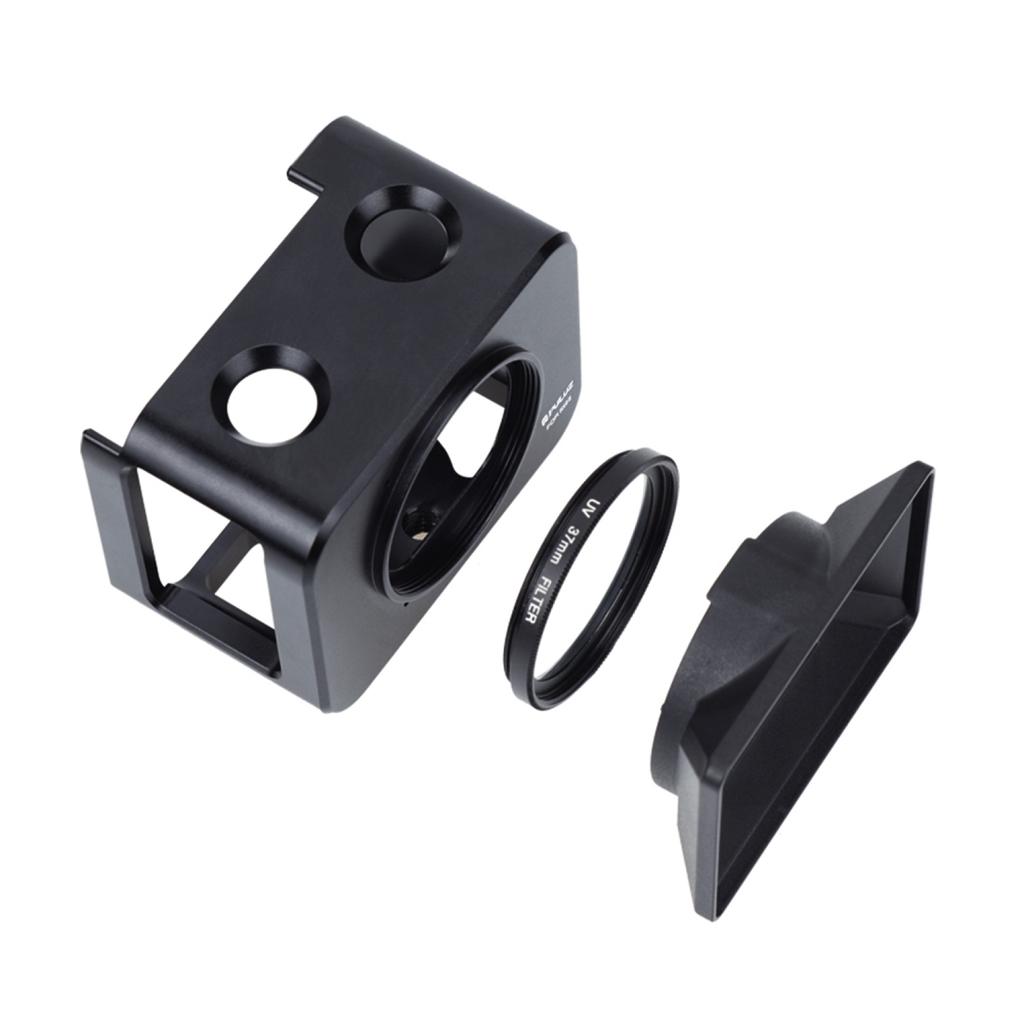 PULUZ Aluminum Alloy Protective Cage + 37mm UV Filter Lens + Lens Sunshade with Screws and Screwdrivers for Sony RX0 / RX0 II