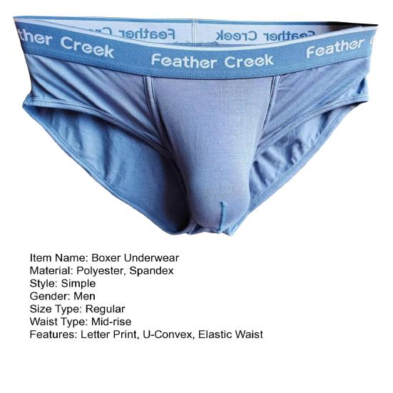 Men Boxer Underwear Mid-rise Wide Elastic Waistband Letter Print U-Convex Shorts Briefs Breathable Panties