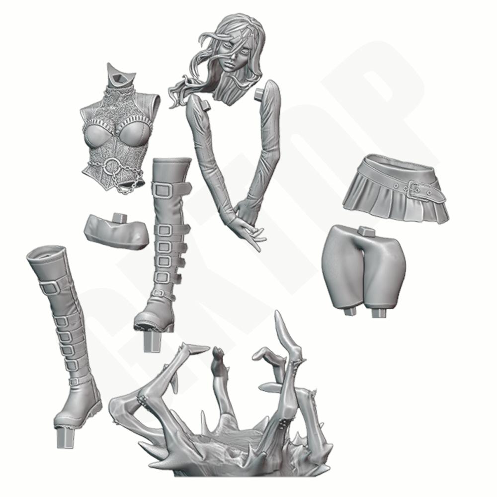 1/24 Corset Mini Skirt Gothic Lady Garage Kit Figures 3D Printed Resin Statue Miniature Model Kit DIY Unpainted Unassembled Toy