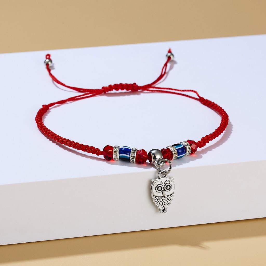 Owl Flower Turtle Elephant Pendant Weaving Bracelet With Alloy For Gift And Travel