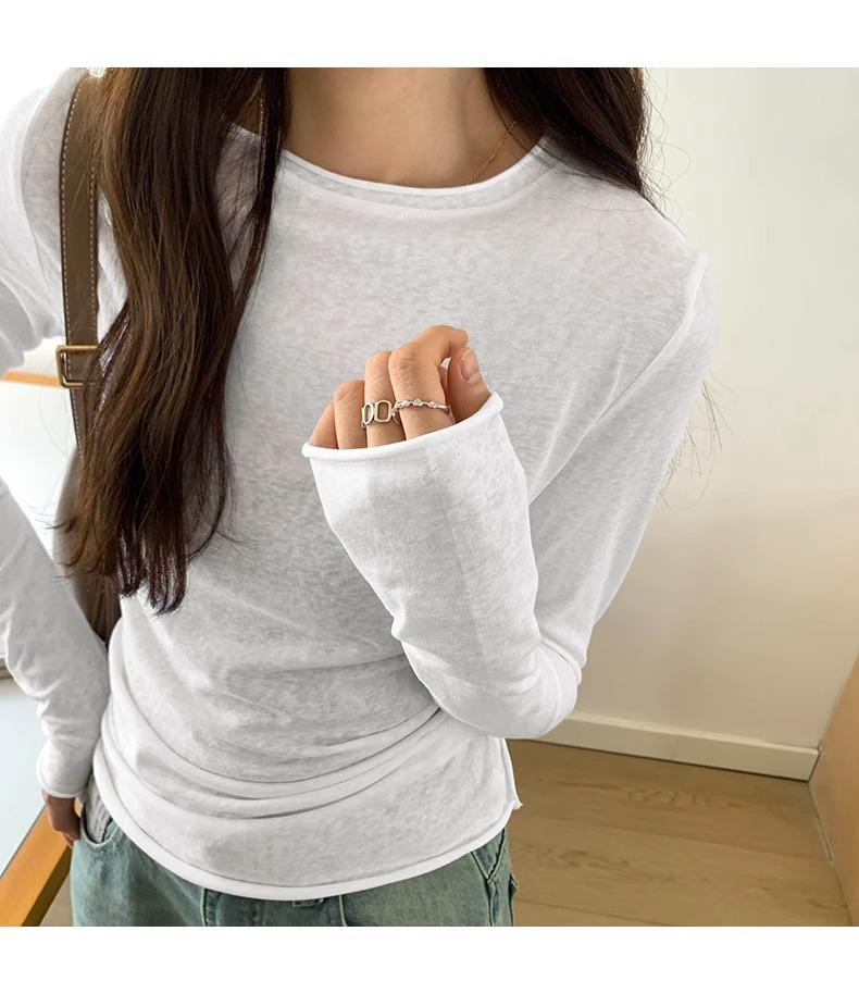 2025 New Slimming Round Neck Long-Sleeve Top for Women