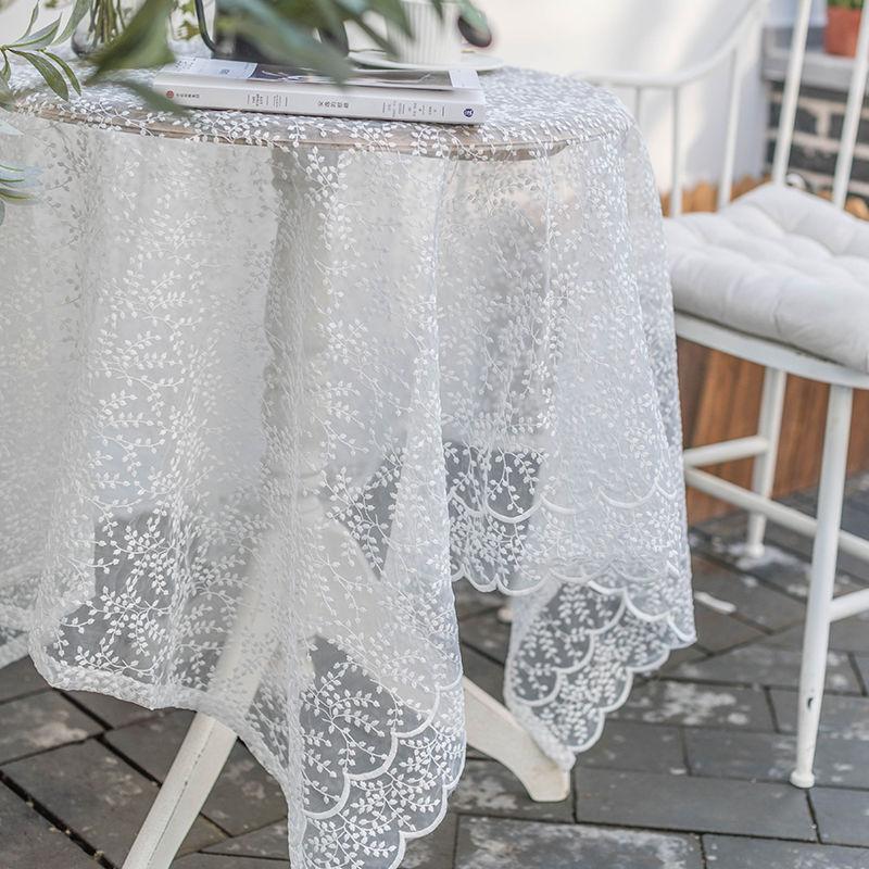 Französischer Stil Spitze Transparentes Netz Tischdecke, Rechteckiges Polyester Strickgewebe mit Blumenmuster, Maschinell gefertigt für Weihnachts-Feiertags-Essdekor