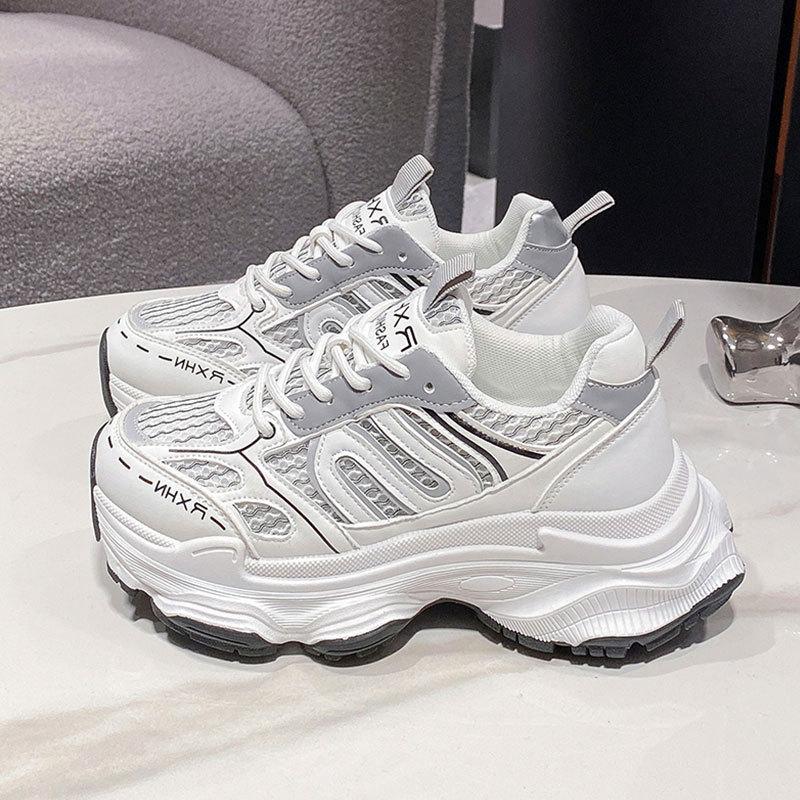 Thick-soled dad shoes children's 2025 new popular spring and autumn thin mesh breathable mesh shoes heightening casual sports shoes