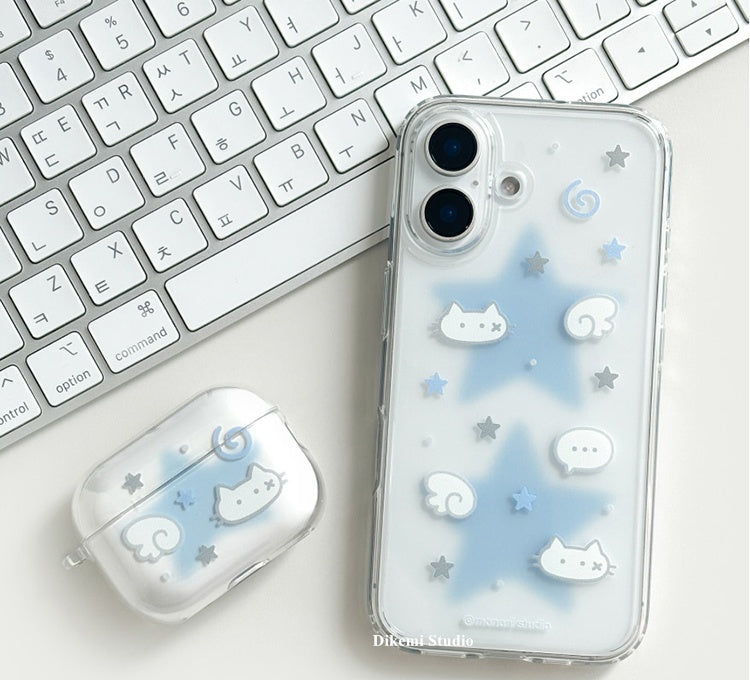 Clmj Korean ins Cat Wings Star Phone Case For Samsung Galaxy A37 A57 A16 A17 A36 A26 A56 A55 A35 A25 A15 A54 A24 A14 A13 4G 5G