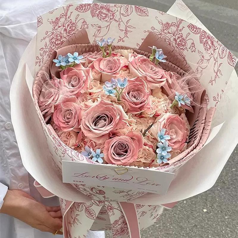 Retro Wrapping Paper Romantic Flower Wrapping Paper Kraft Gift Paper Florist Bouquet Packaging Material For Gift Wrapping Pack