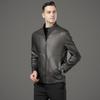 Big Brand Genuine Leather Jacket for Men Autumn and Winter Casual Stand Collar Sheepskin Jacket Middle-aged Leather Jacket Thick