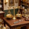 Miniature Balance Scale Model 1/12 Dollhouse Mini Retro Scales Justice Scale Model Dollhouse Scene Decor Micro Scene Photos Prop