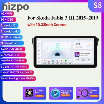 2Din autorádio s Androidom pre Škoda Fabia 3 III 2015 2016 2017 2018 2019 Multimediálny prehrávač Carplay Auto 4G GPS RDS Inteligentná obrazovka Autorádio Stereo