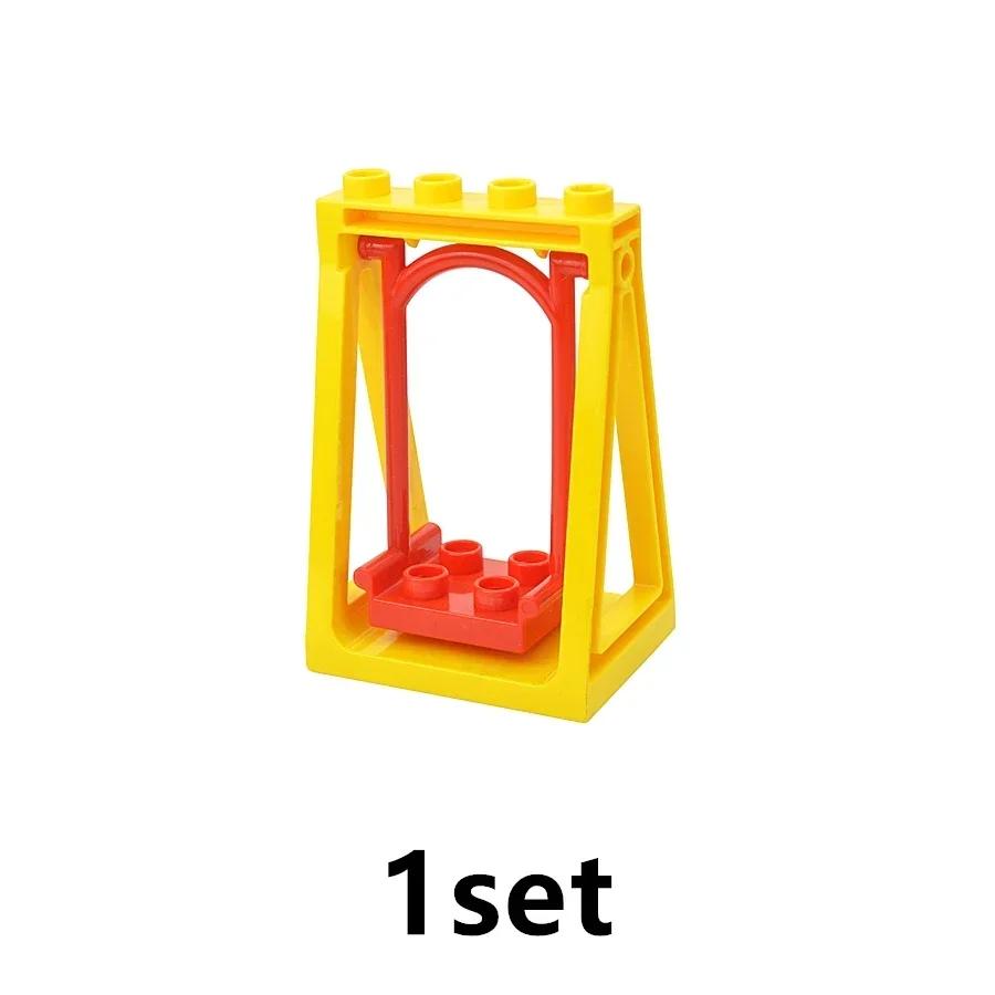 Store byggeklosser Slide Swing Seesaw Park Lekeplass Series Large Pillar Murstein Barn Barn Pedagogisk Leke Kompatibel Duploe