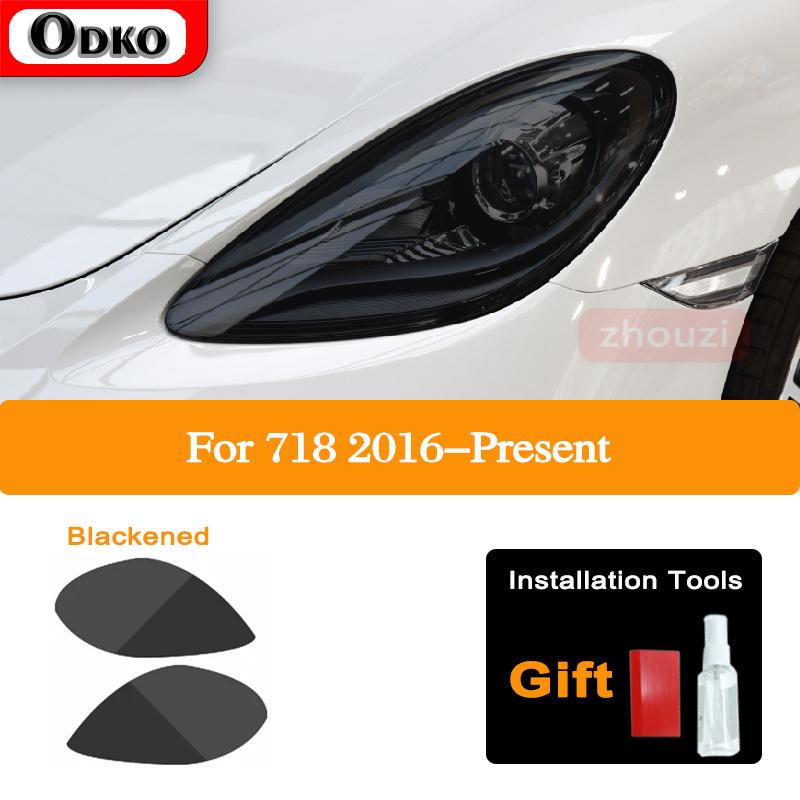 For Porsche 718 Boxster Cayman 2016-On  Car Lamp Film Headlight Tint Black Protective Film Taillight Transparent TPU Sticker