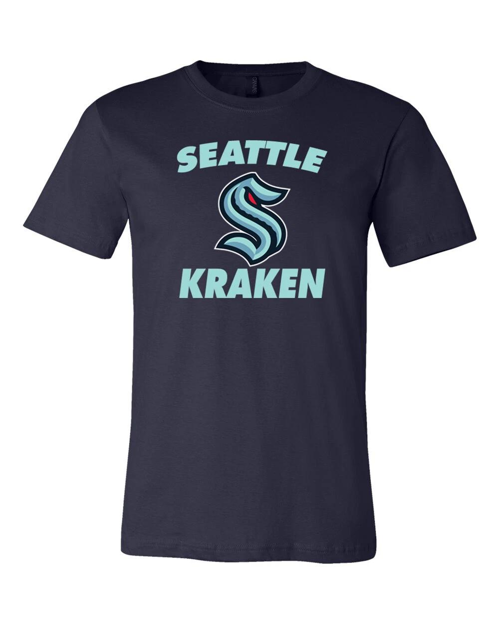 

Seattle Kraken Arch Logo 100% Cotton T-shirt Mens Tees Top 6 Sizes S-5XL!!!! 3XL