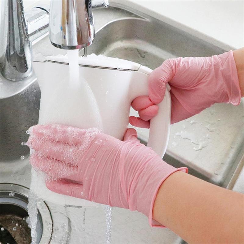 50/100PCS S//M/L Pink Nitrile Gloves, Disposable Gloves for Cleaning, Kitchen, Bathroom, Hair Dyeing, and Nail Trimming