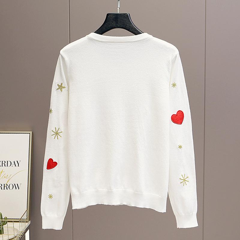 Autumn Women Designer Embroidery Heart Single Breasted Knitted Sweater Coat Jacket