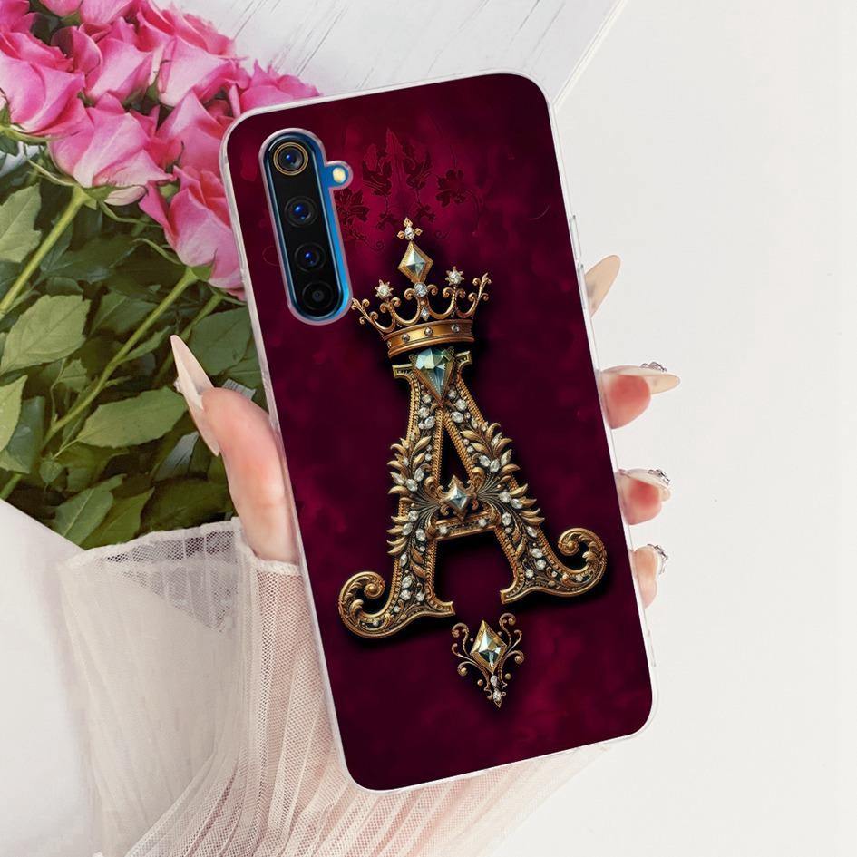 For Realme 6 Pro Case RMX2061 RMX2063 Cover Fashion A Z Initial Letter Soft Slim Silicone Funda For Realme 6 6S 6i Realme6 Shell