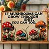 Metal Poster Mushroom Decor, Vintage 2D Sign for Wall, Funny Home Garden Art