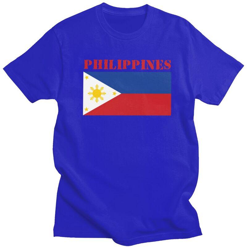 Custom Philippines Flag Tshirts for Men Short Sleeves T Shirt Fashion Tshirt Loose Fit Pure Cotton Tees Gift