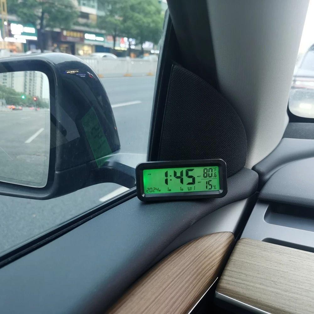 Digital Display Solar-Powered LCD Digital Car Clock Car Thermometer Humidity Gauge  Automotive