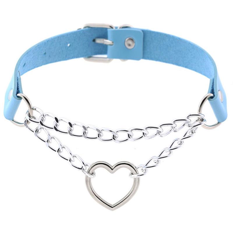 Eco-friendly Harajuku Peach Heart PU Leather Choker Necklace - Trendy Heart-Shaped Clavicle Chain