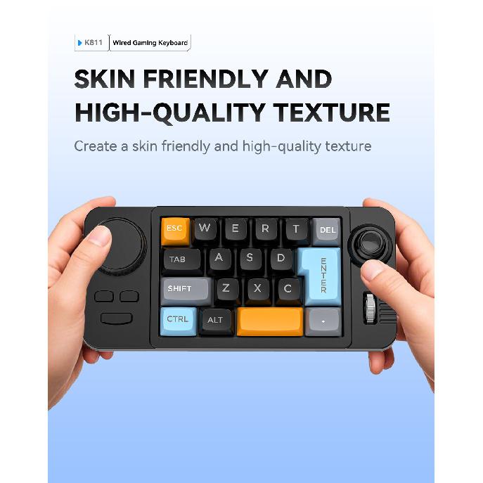 19 Key Mini Wired Gaming Keypad, Hot Swappable Mechanical Macro Keyboard with RGB Backlight, Dual Knobs & Joystick Support Custom Macro Programming