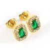 Zircon-inlaid square-cut stainless steel18K Earrings, studs, European and American trendy, niche design, geometric