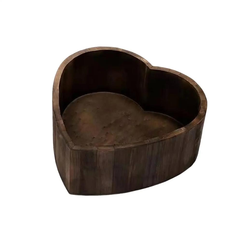 Baby Bed Set Heart Shape Box Vintage Wooden Basin Newborn Posing Gear Safe Photo Shooting Accessories For Newborn Portrait Props