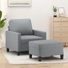 Vidaxl Armchair with Footrest, Light Gray, 60 Cm, Upholstered In Fabric