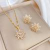 Full of Zirconium Exquisite Wind Copper Micro-inlaid Earrings Necklace Set Combination