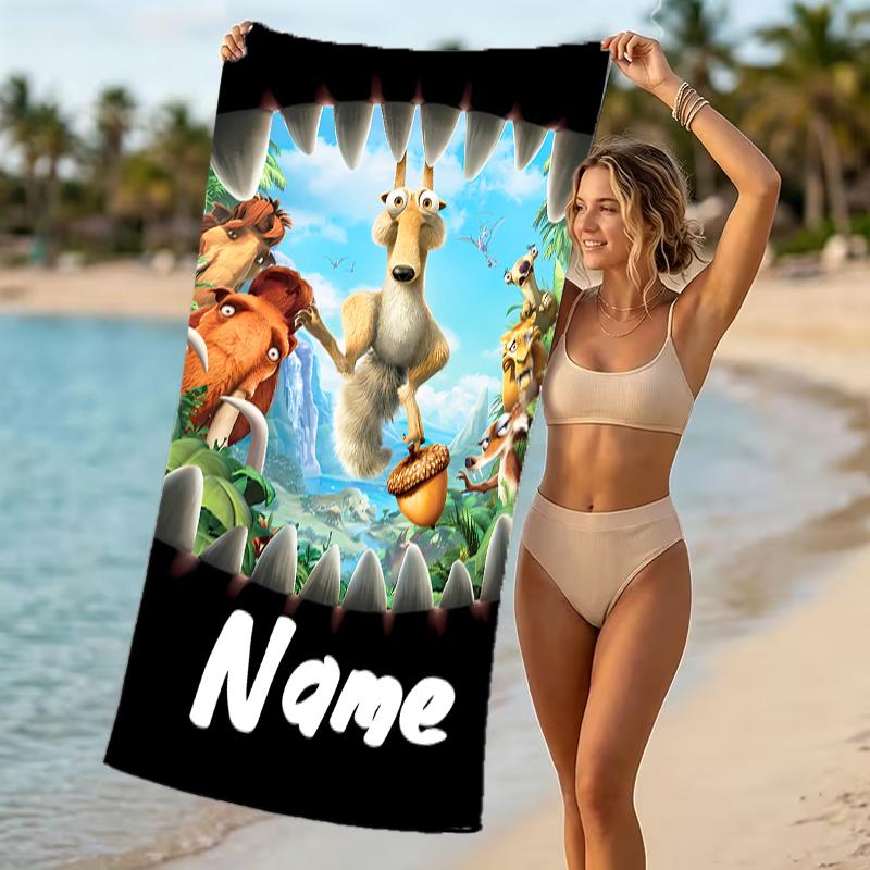 Personalisierbare Strandtücher mit Designs zum Thema Ice Age – Die Entstehung der Dinosaurier. Geeignet für den Strand, Yoga, Sport.;ideal als Strandzubehör