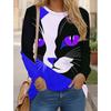 Women's T shirts 3D Print Art Design Cat Pattern Long Sleeve Daily Weekend Fashion Funny Round Neck Regular Fit Spring & Fall