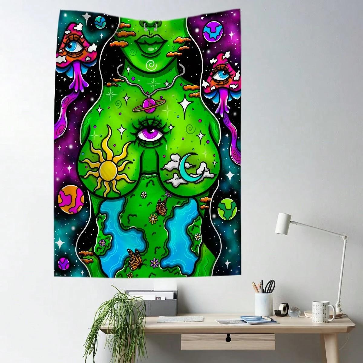

Nature Scenery Portrait Polyester Tapestry Decorative Wall Hanging for Living Room Bedroom Office Dorm Party Kitchen Home Decor 74x94cm(29x37in)
