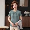 Elegant Spring Knit Two-Piece Set: Women's Chinese Style Long-Sleeve Cardigan for 40s and Up