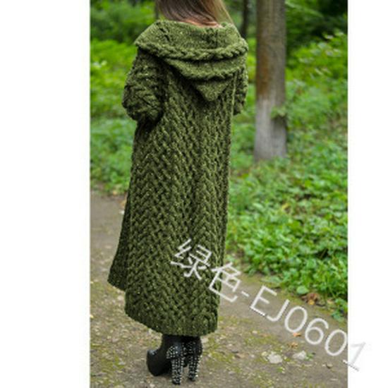 2020 European & American Women's Hooded Cable Knit Cardigan Sweater - EJ0601